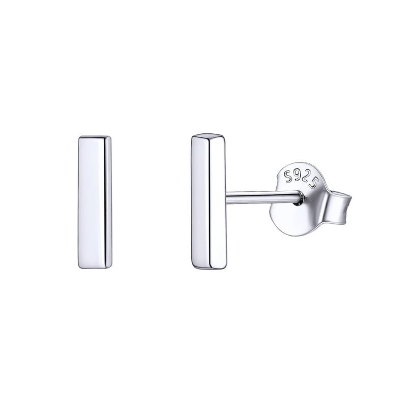 ChicSilver Minimalist Bar Earrings for Women Hypoallergenic 925 Sterling Silver Simple Small Geometric Stud Earrings for Sensitive Ears Valentines Day Gifts for Mothers Day - Image 1